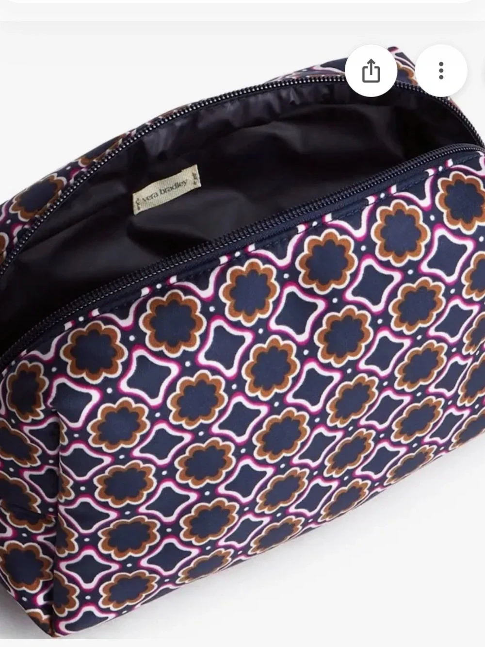 Vera Bradley Navy lattice florets cosmetic bag